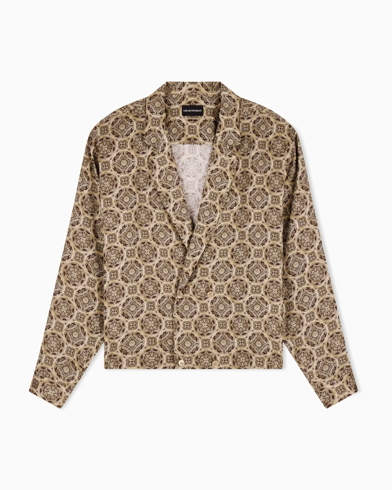 DOUBLE-BREASTED SATIN SHIRT WITH ALL-OVER PRINT - 1
