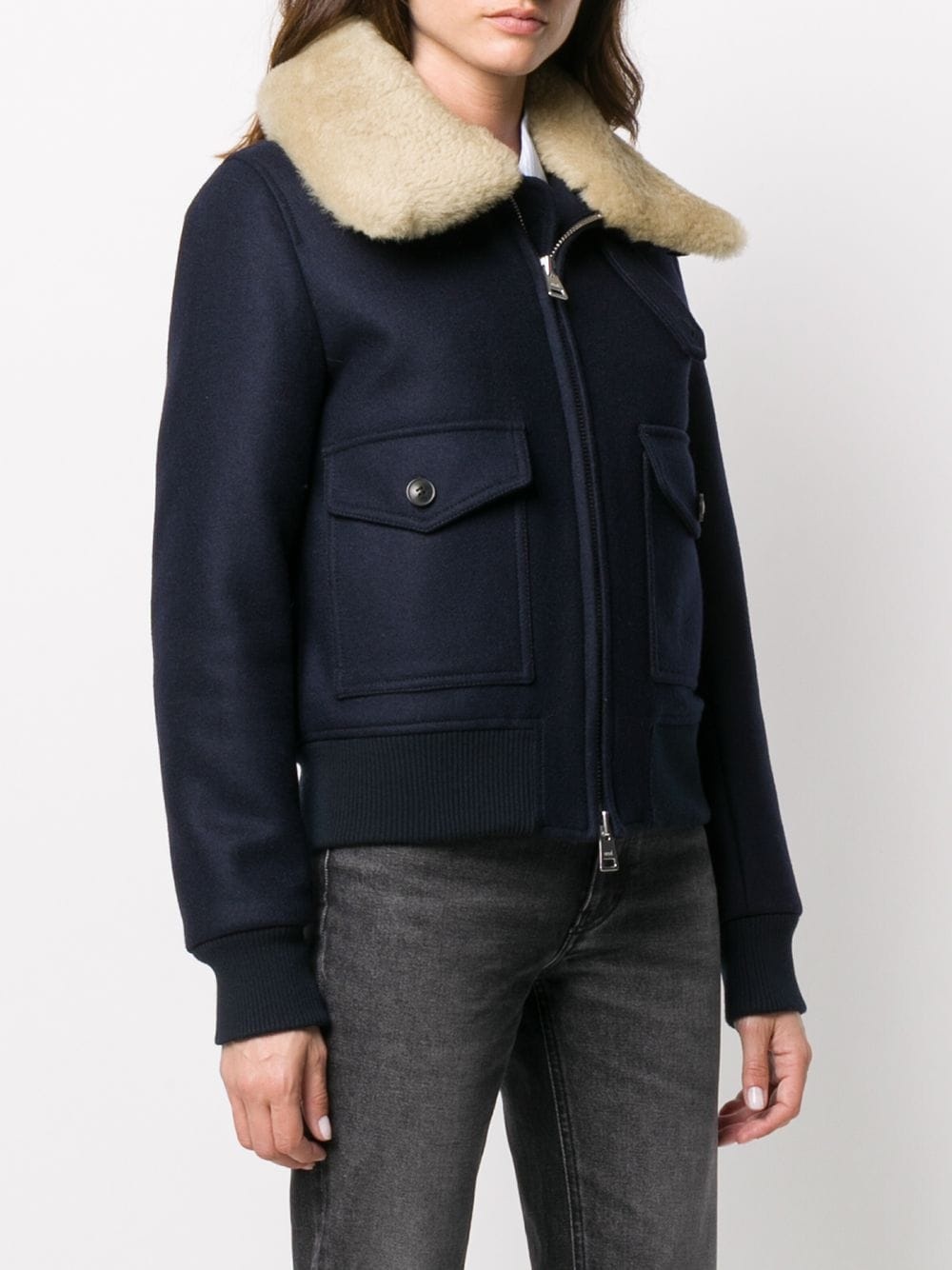 shearling trimmed aviator jacket - 3