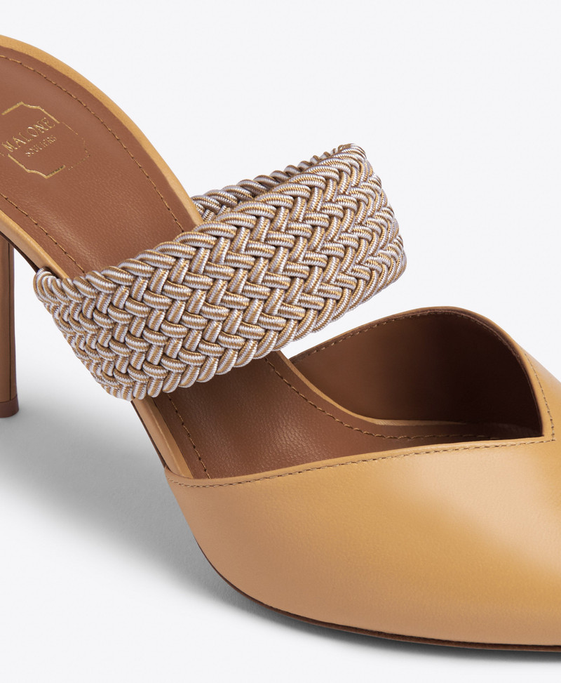 Maisie 85 Beige Leather Mules 4