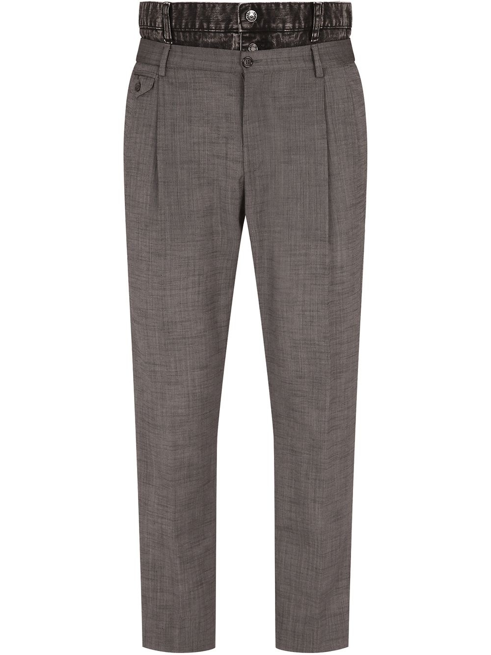 denim trim wool trousers - 1