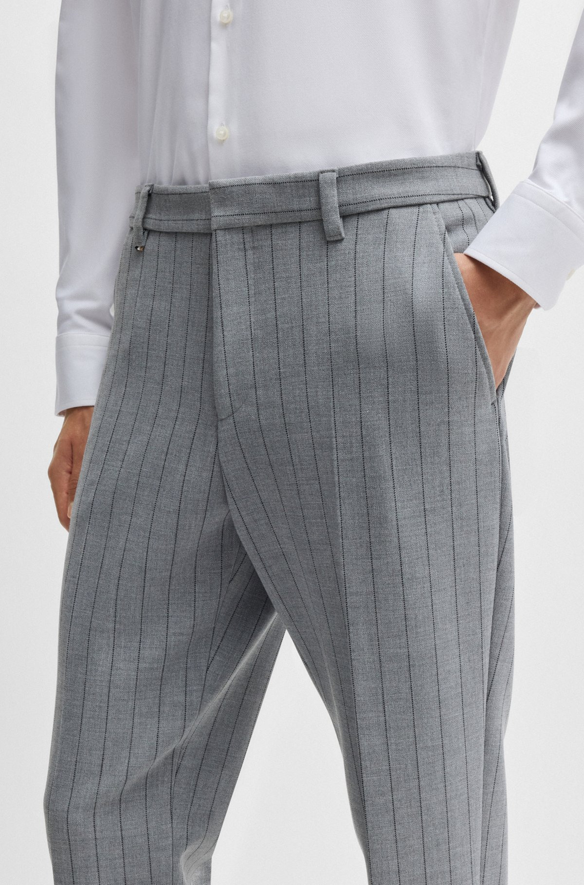 SLIM-FIT TROUSERS IN PINSTRIPE STRETCH FABRIC - 5
