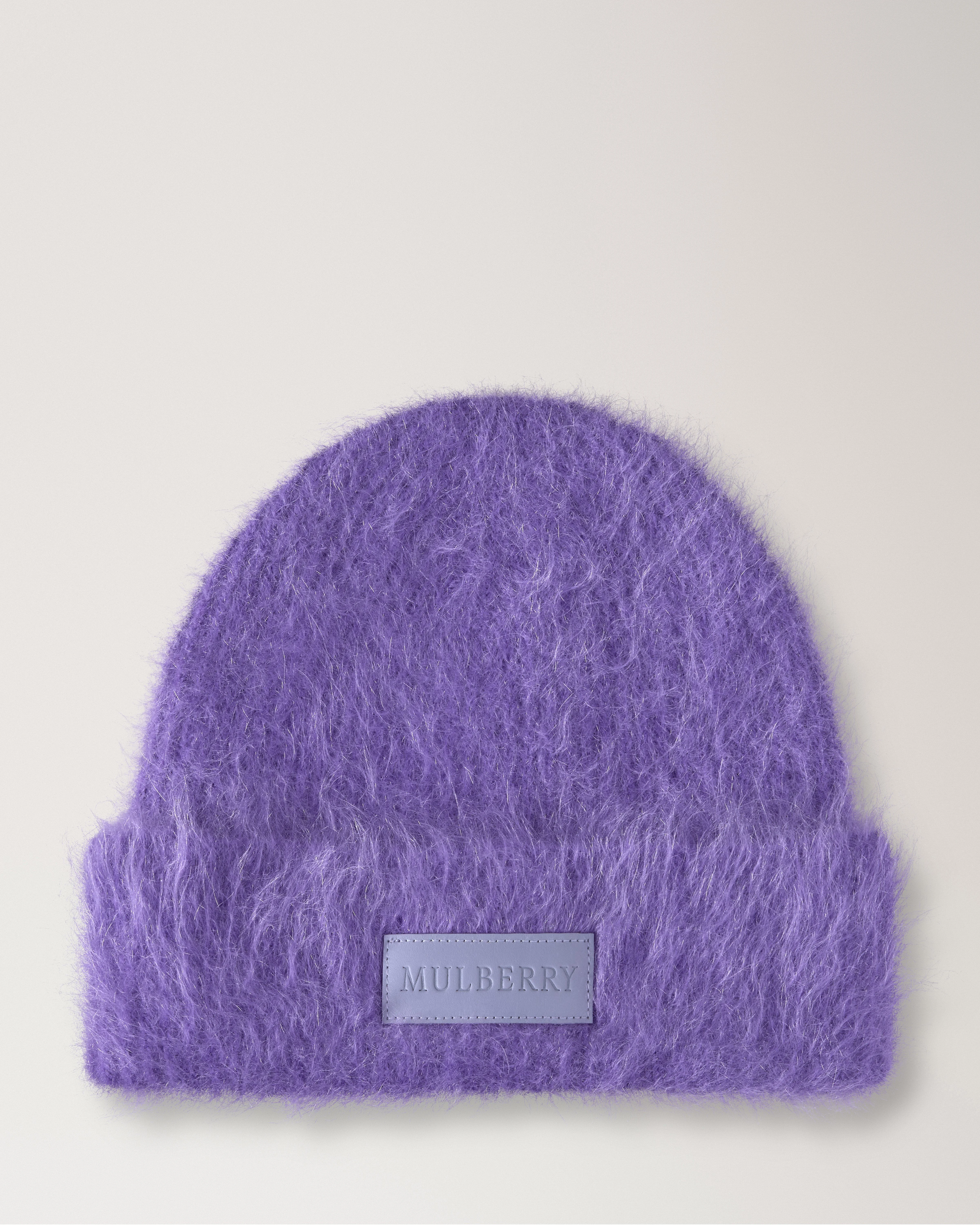 Solid Mohair Beanie Lilac Wool Blend - 1