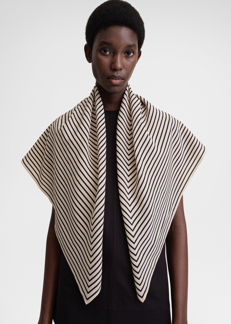 Signature monogram silk blanket scarf creme 3