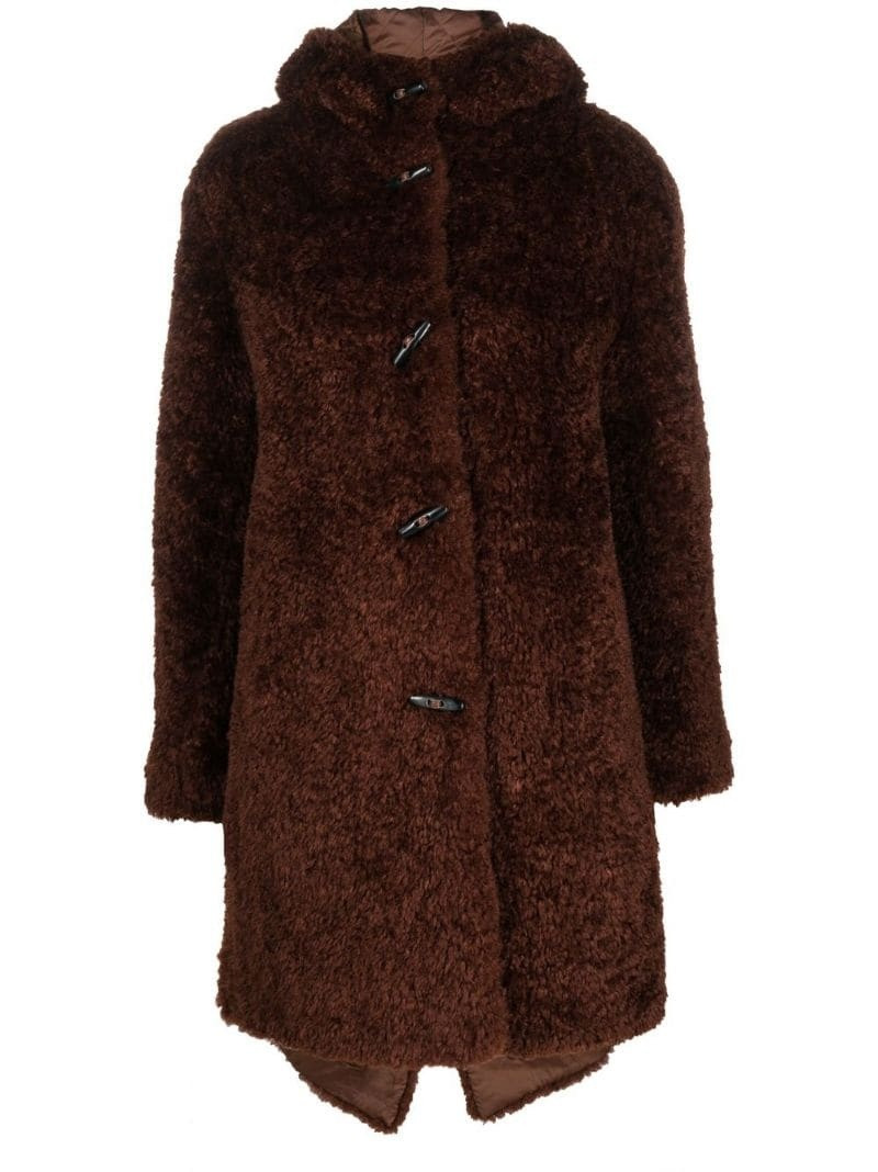 toggle-fastening hooded coat 1