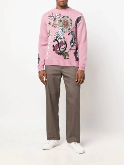 Etro embroidered-design wool-cotton jumper outlook