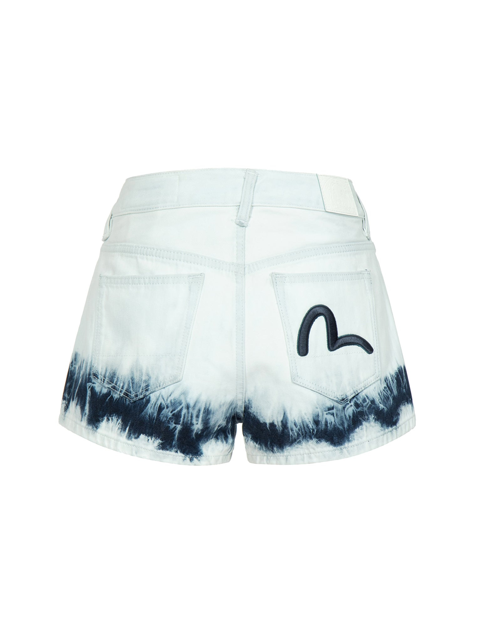 SEAGULL EMBROIDERY BLEACH TIE-DYE DENIM SHORTS - 11