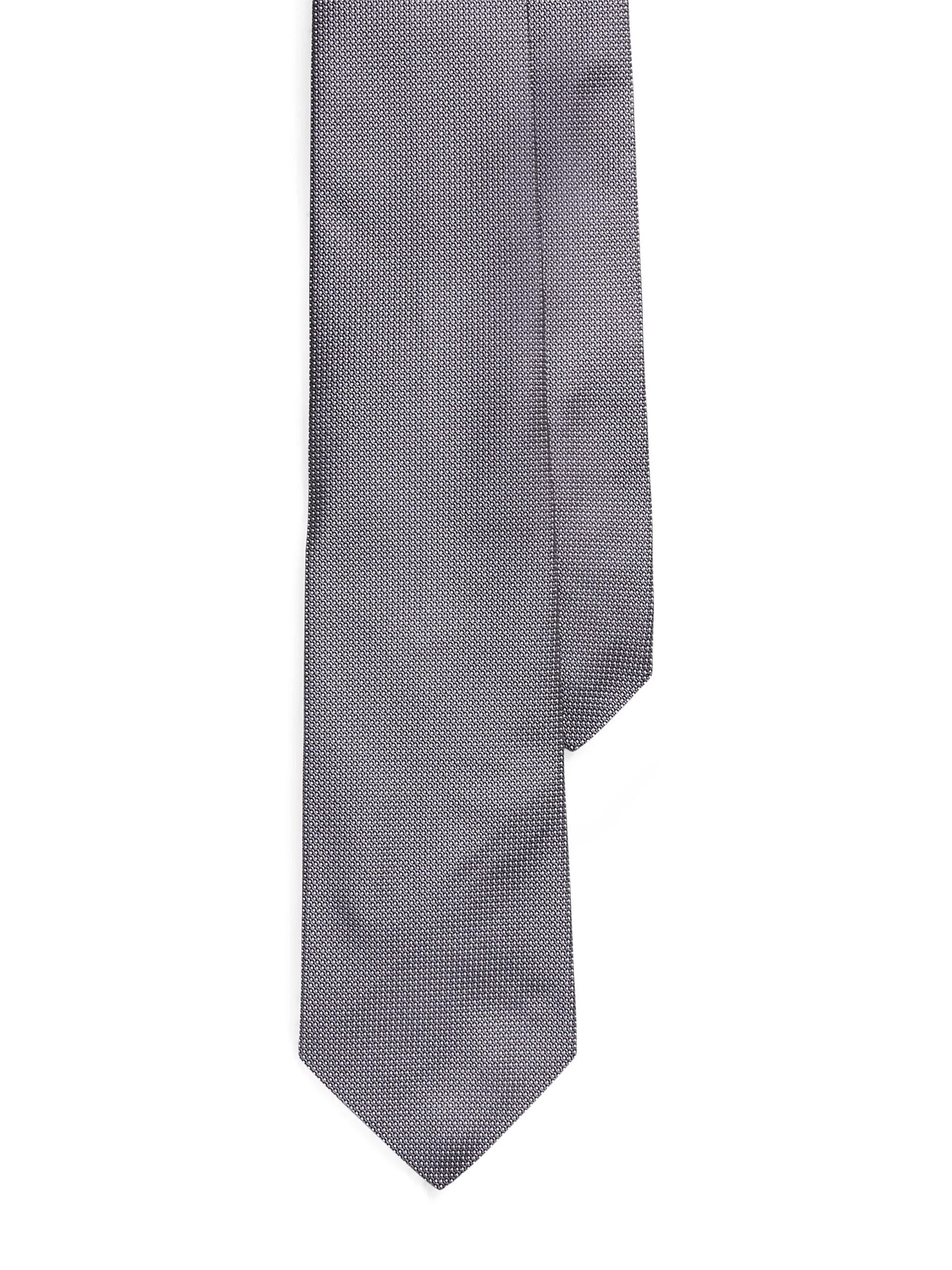 Men's Pin Dot Silk Tie - Navy White - 1
