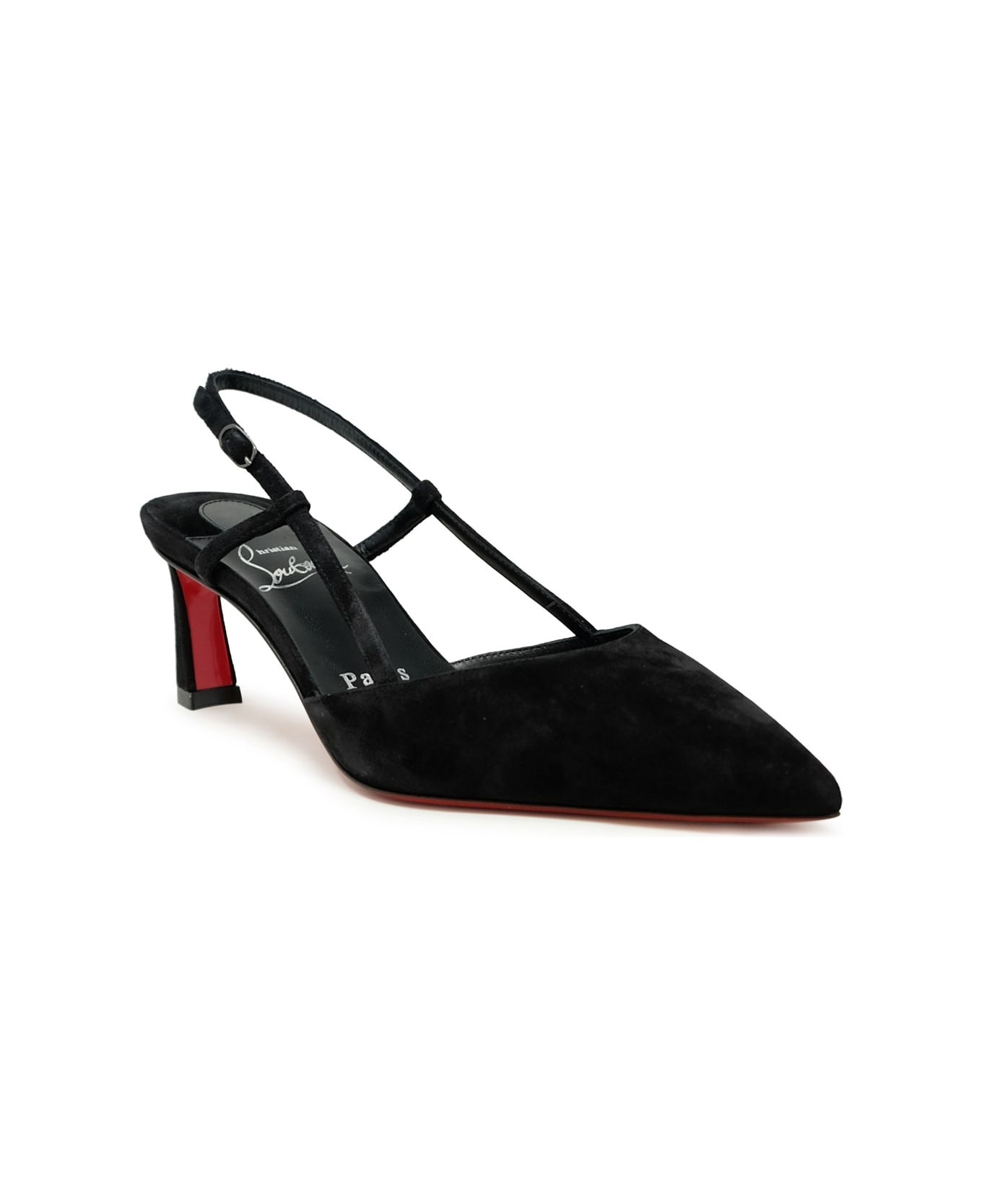 Christian Louboutin Black Veau Velours Condorline 55 Slingback - 2