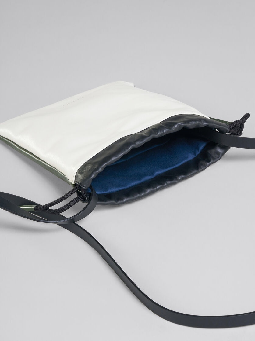 MUSEO SOFT DRAWSTRING BAG IN WHITE GREEN AND BLACK LEATHER 4
