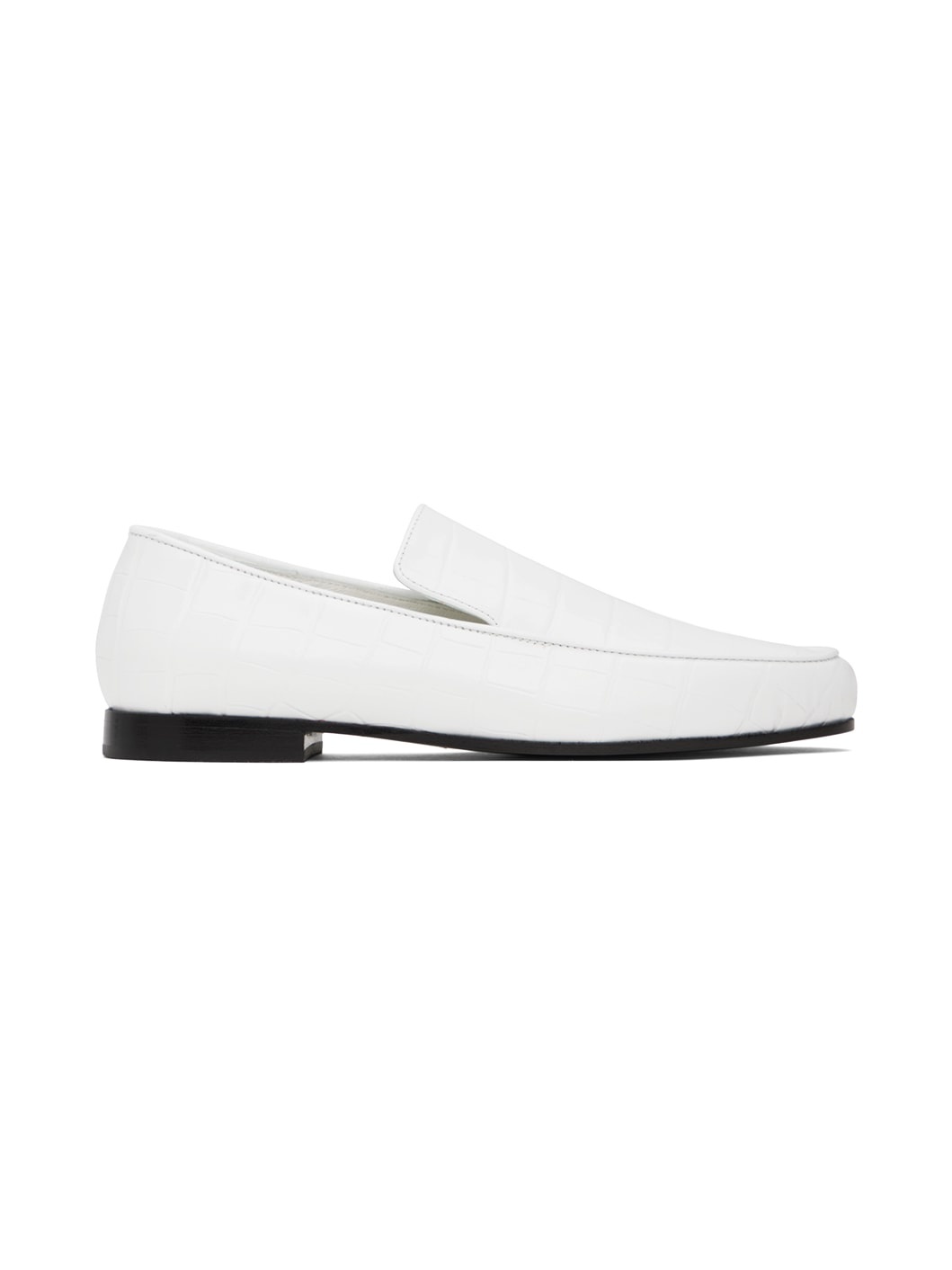 White 'The Croco Oval' Loafers - 1