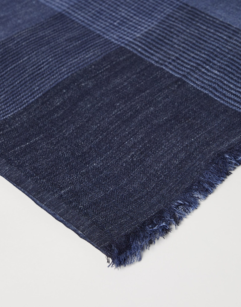 Brunello Cucinelli Silk and linen chevron scarf with stripes outlook