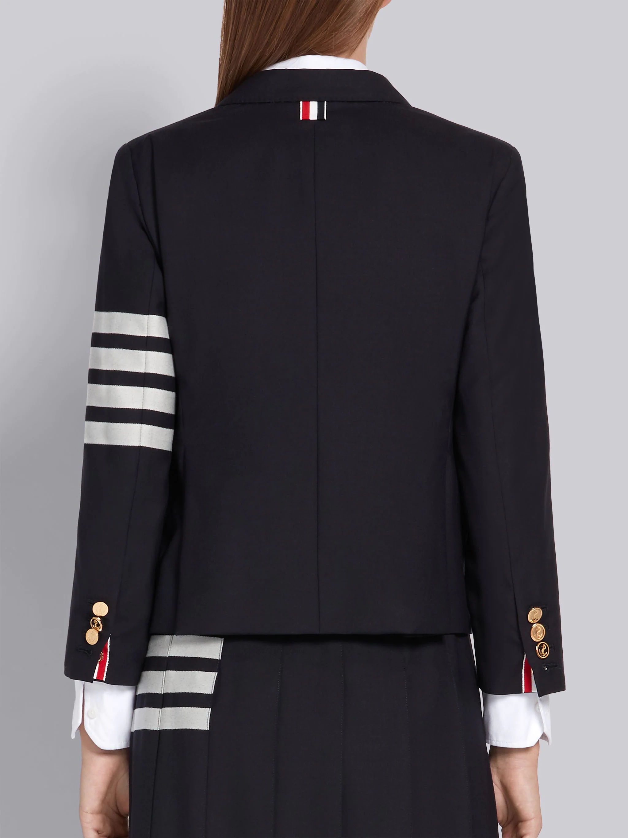 Navy Plain Weave Suiting Engineered 4-Bar High Armhole Jacket - 3