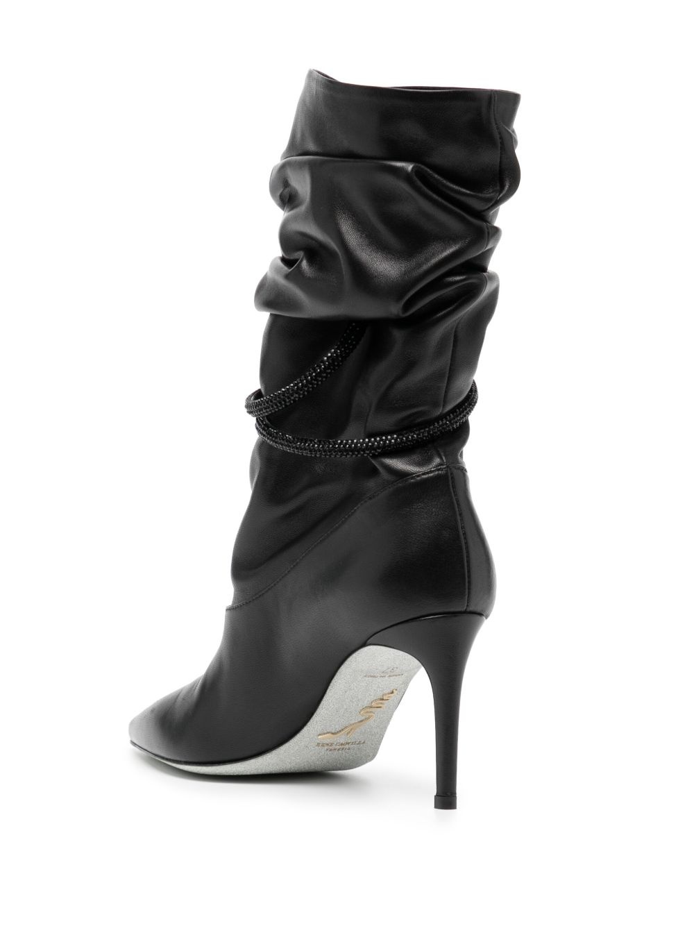80mm ruched leather boots - 3
