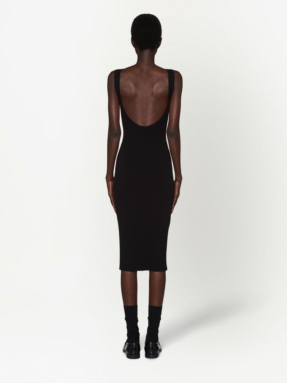 logo-print open-back dress - 3