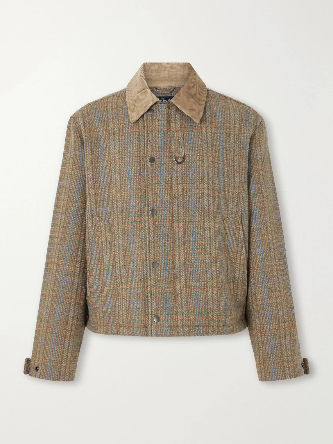 Corduroy-Trimmed Checked Wool Jacket - 1