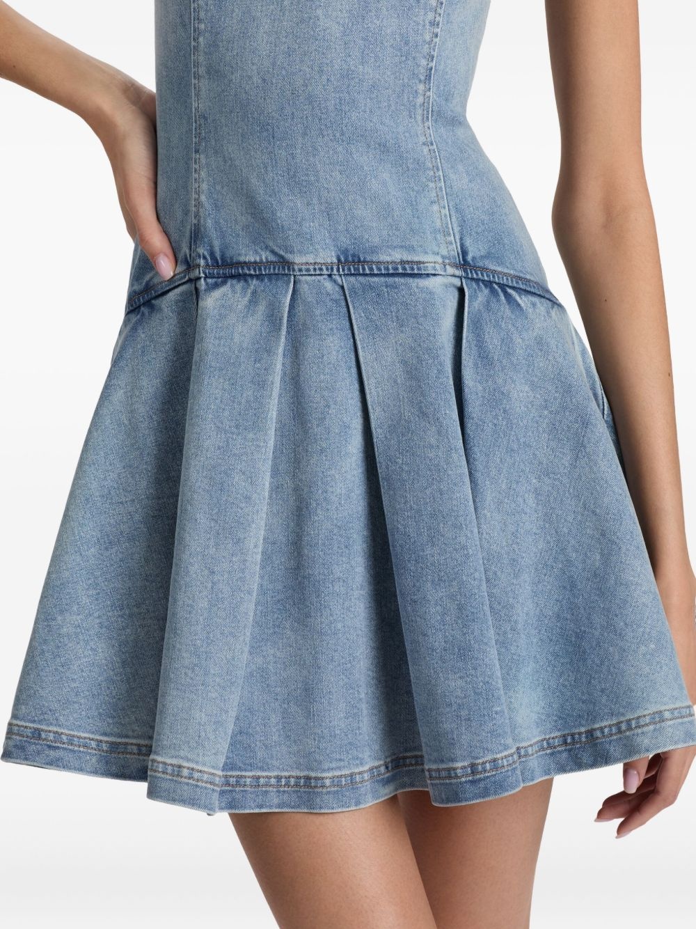 Adley sleeveless pleated denim mini dress - 5