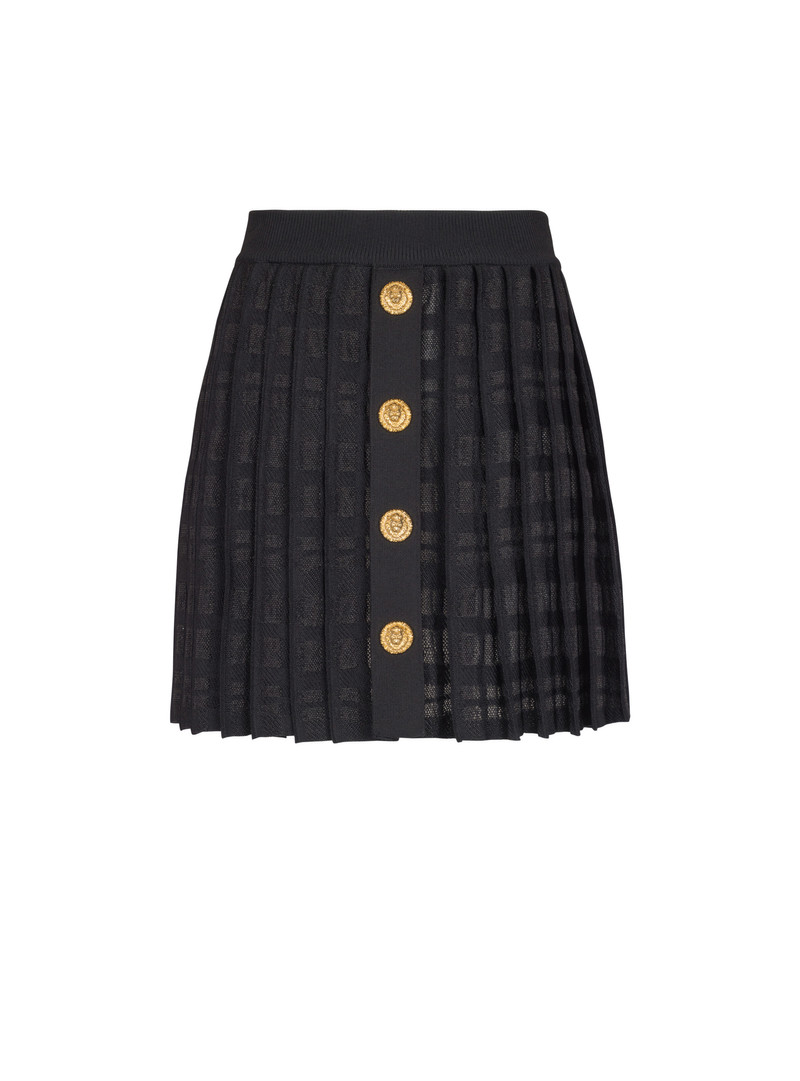 Short pleated skirt in plaid knit 1