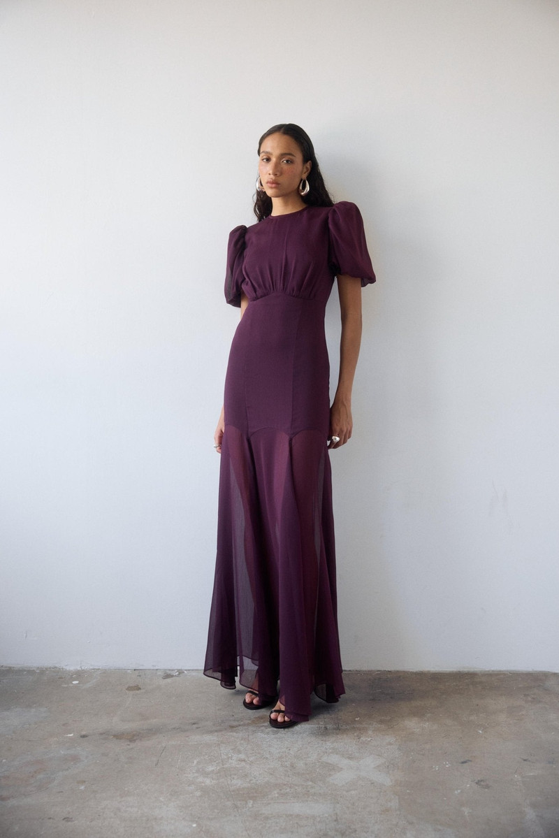 De La Vali AGUA MAXI DRESS IN MAROON CRINKLE CHIFFON outlook
