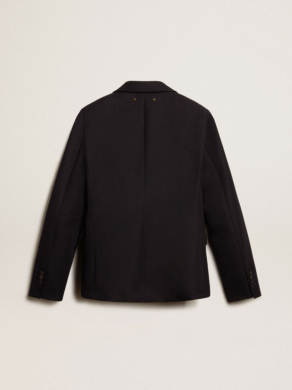 Women’s single-breasted blazer in dark blue wool gabardine - 7