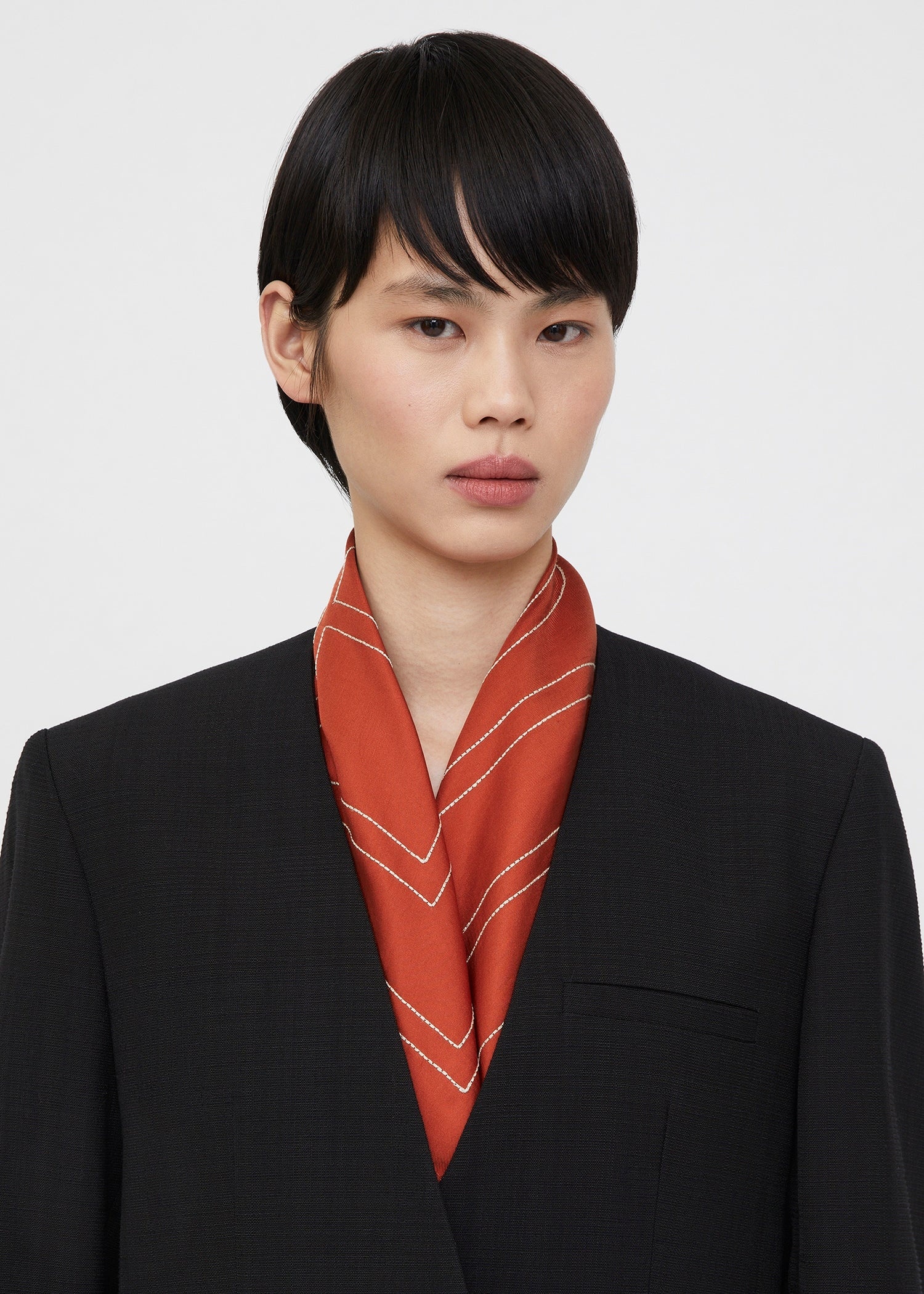 Embroidered monogram silk scarf bloody mary - 2