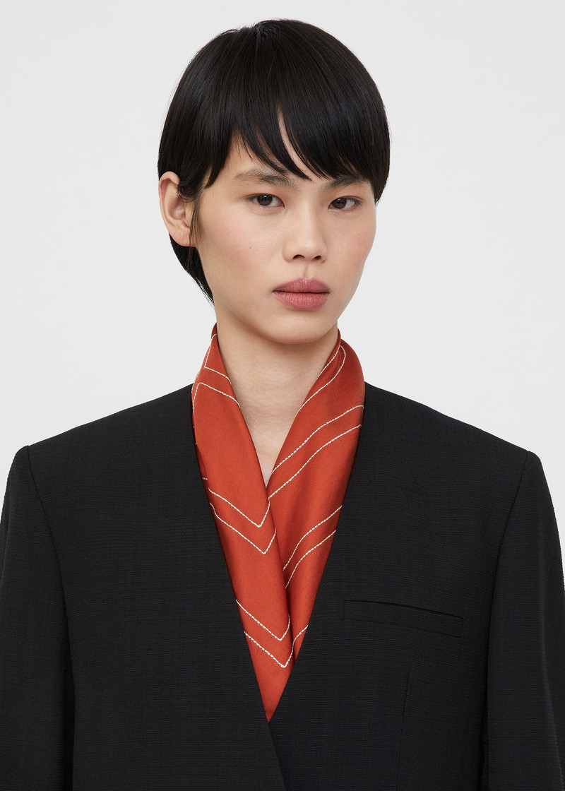 TOTEME Embroidered monogram silk scarf bloody mary outlook