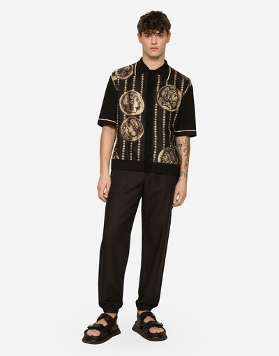 Dolce & Gabbana Linen and cotton jogging pants with logo label outlook
