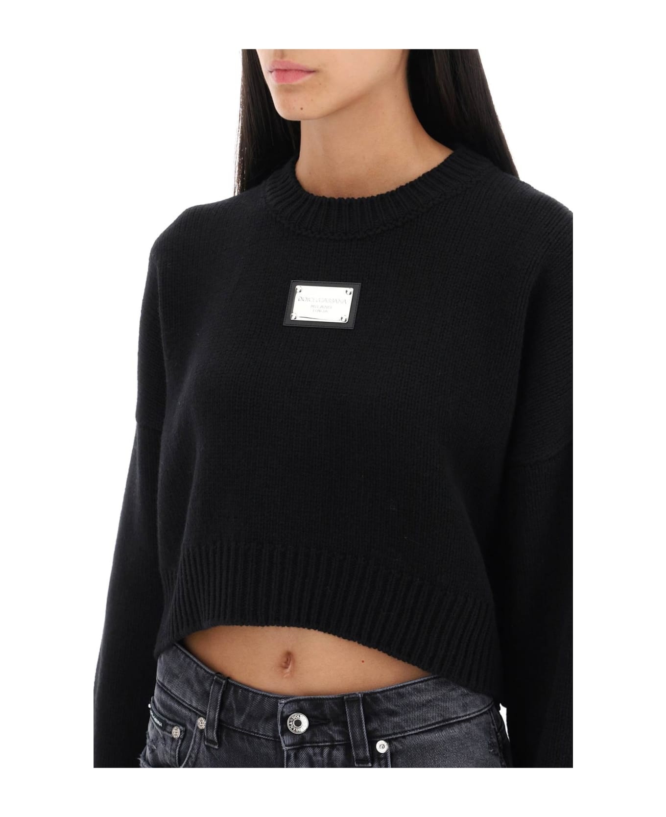 Logo Plaque Cropped Sweater - 4