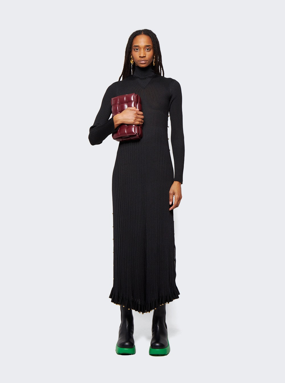 Light Viscose Plissé Dress Black - 2