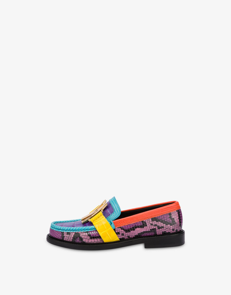 Moschino CALFSKIN PATCHWORK LOGO M LOAFERS outlook