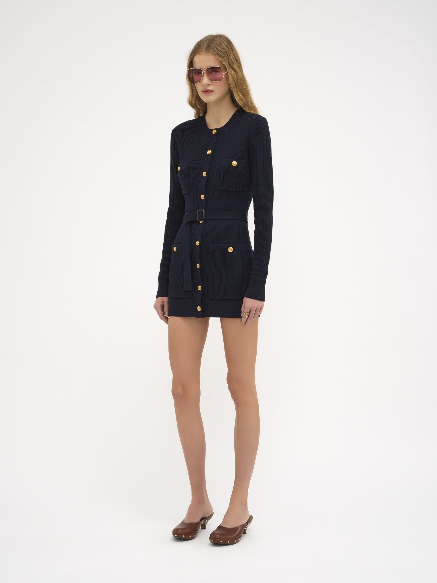 LONG FITTED CARDIGAN IN WOOL KNIT - 4