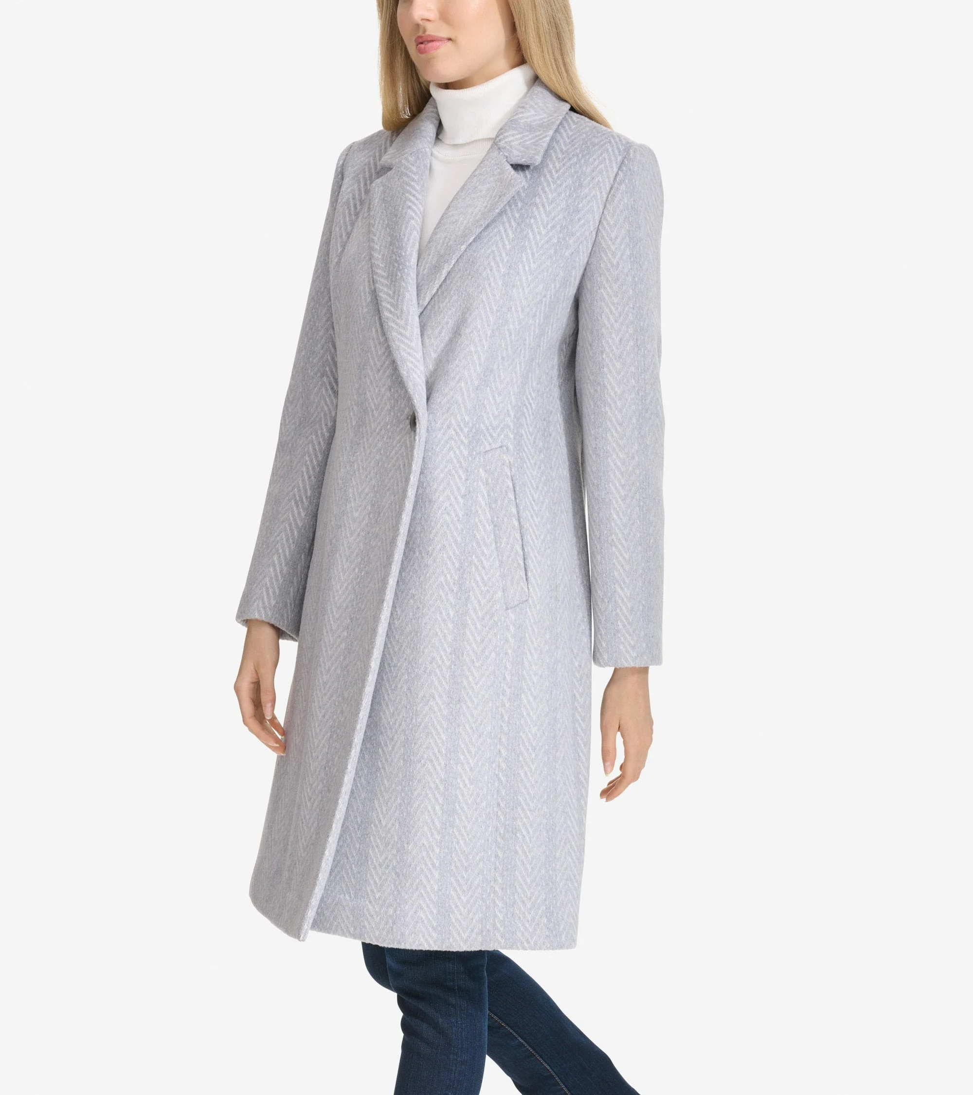 Women's Patterned Asymmetric Coat - 1
