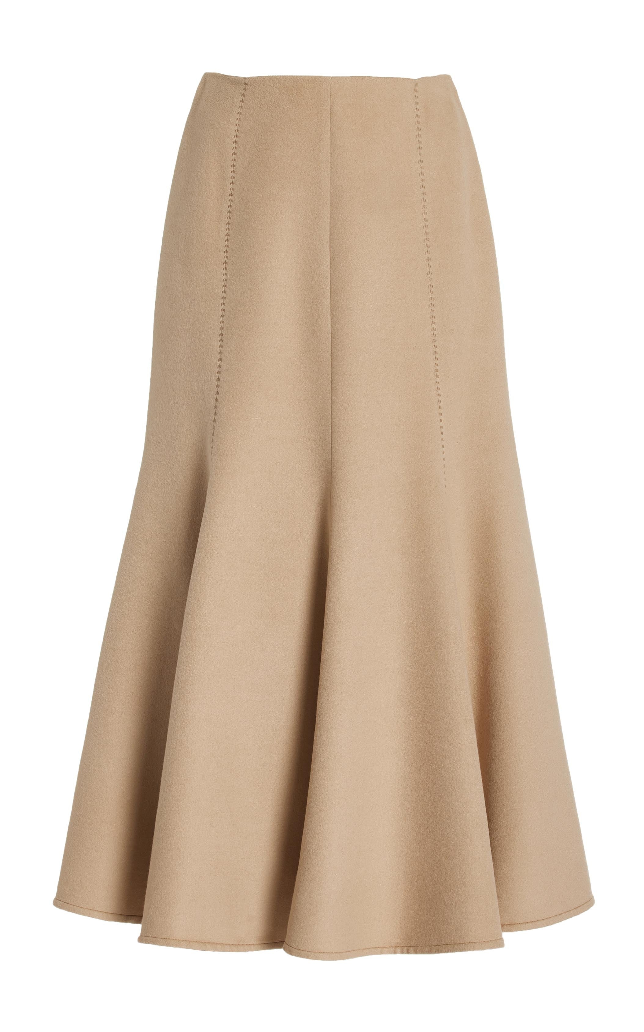 Amy Skirt in Camel Winter Silk - 1