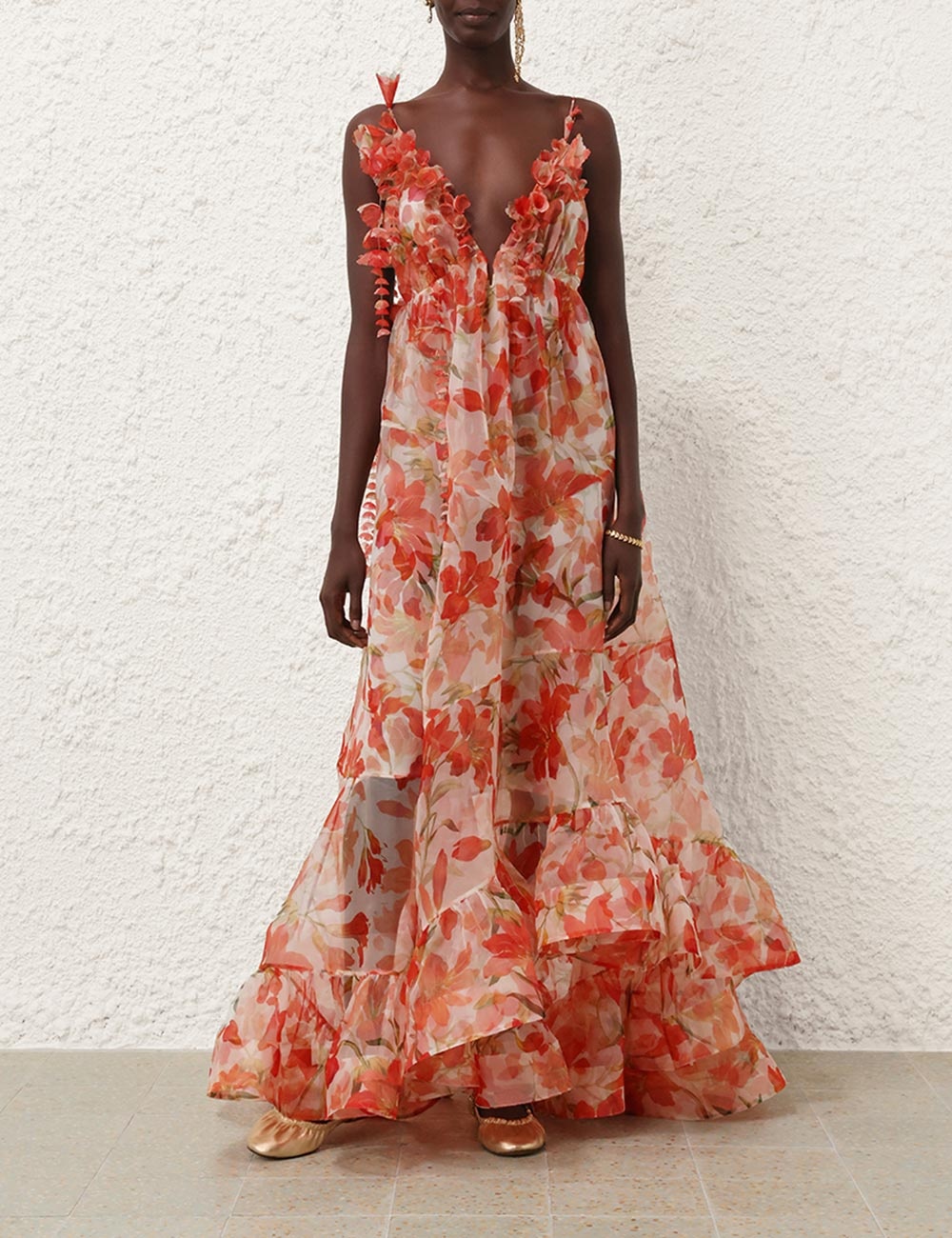 TRANQUILLITY FLORAL STRAP GOWN - 7