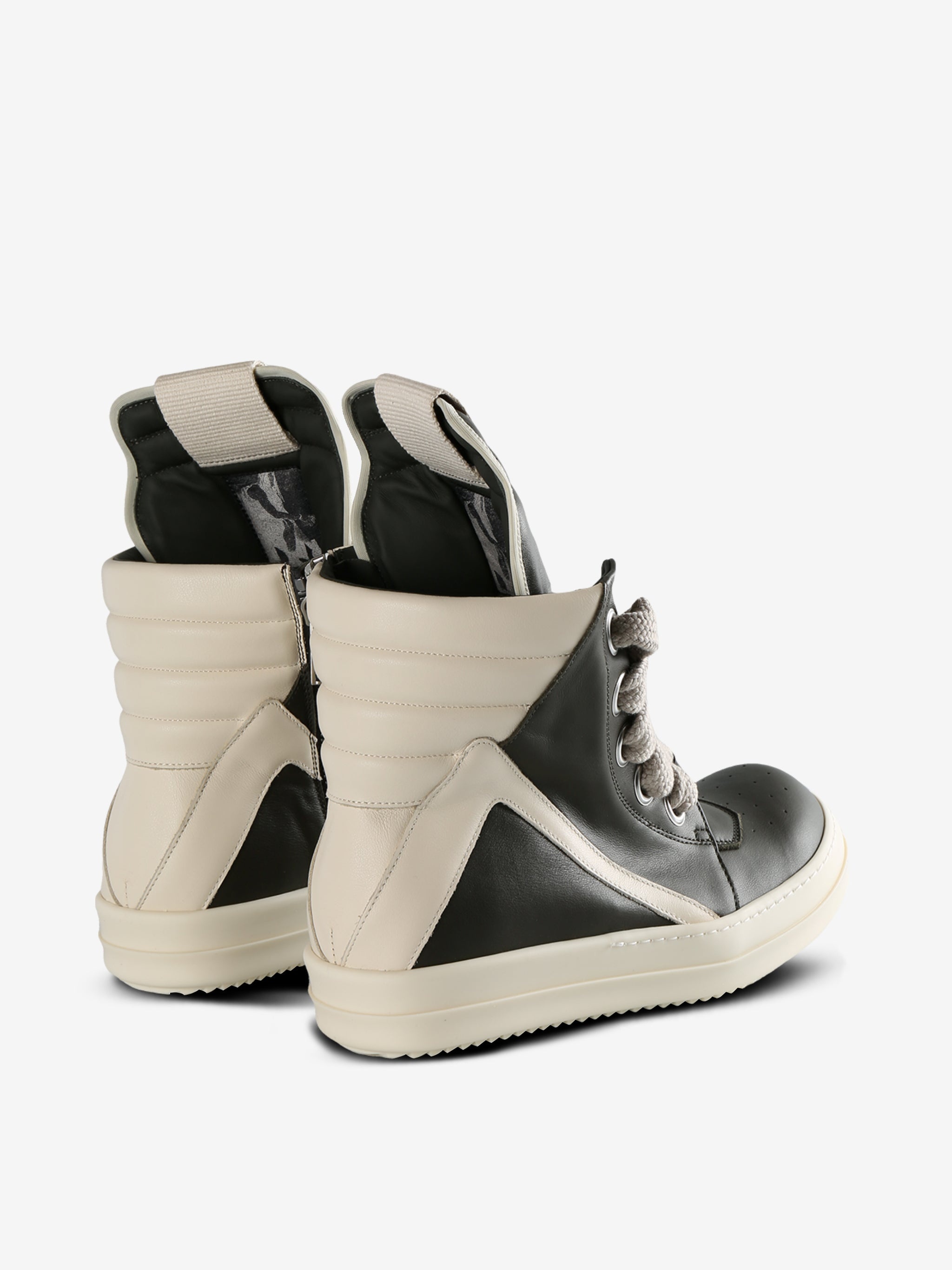 RICK OWENS - Men Scarpe In Pelle Jumbolace Geobasket Sneakers - 3