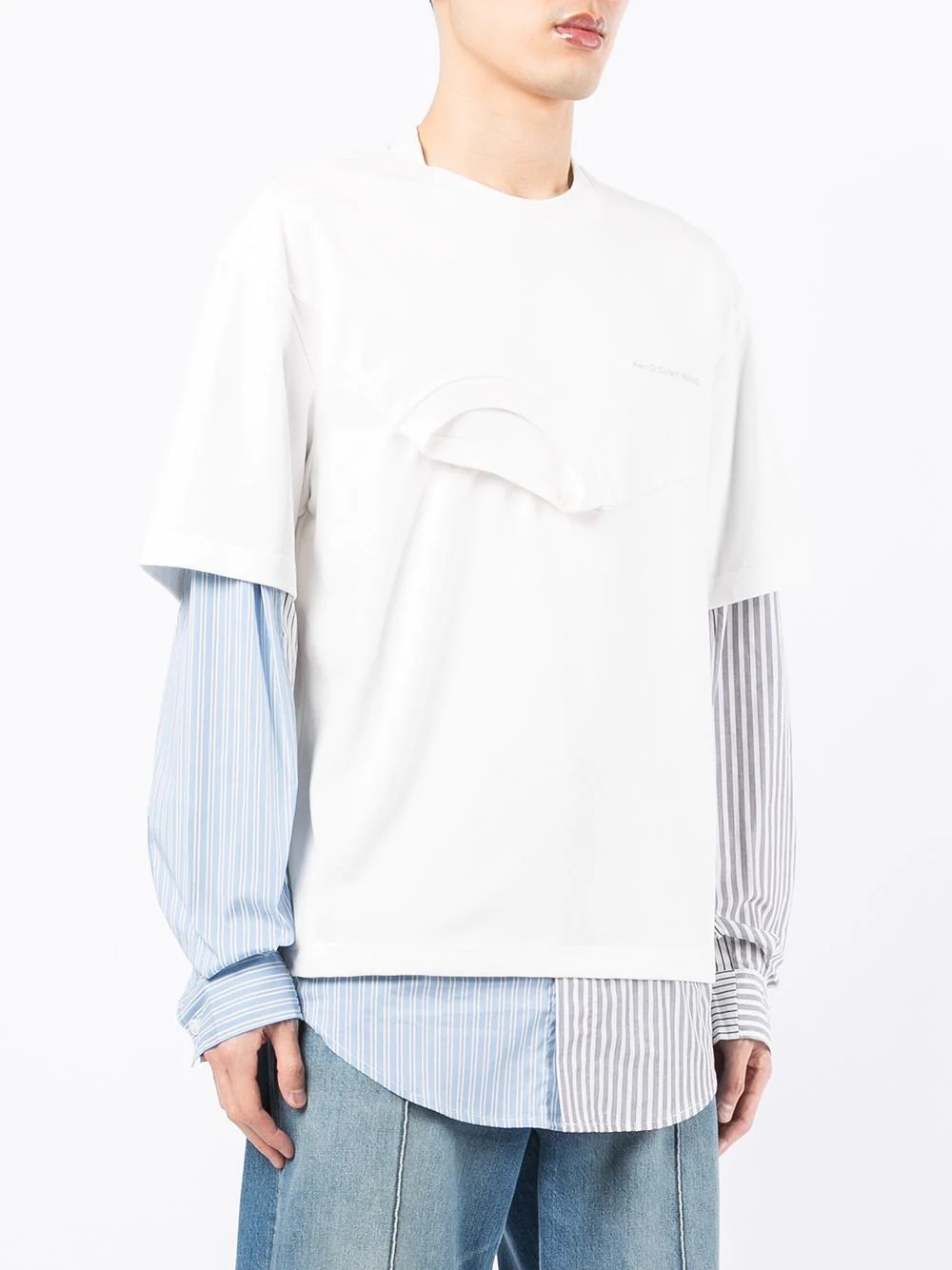 cotton layered effect T-shirt - 3