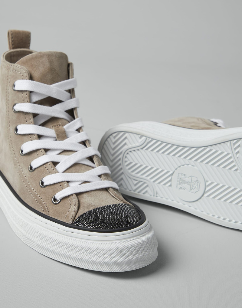 Suede high top sneakers with precious toe 3