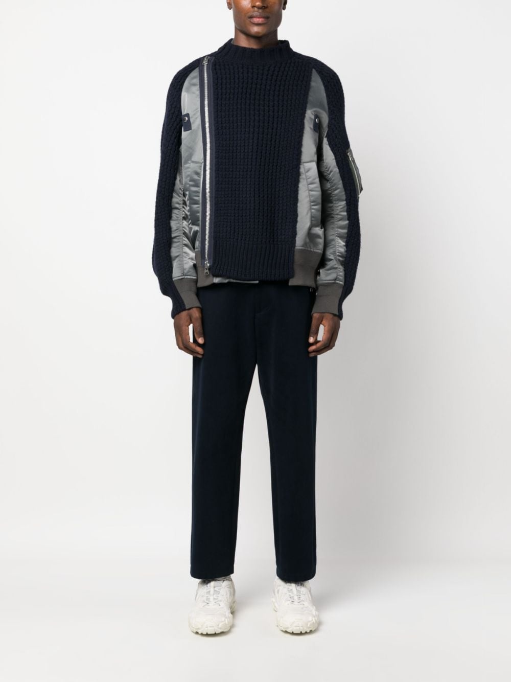 panelled knitted bomber jacket - 2