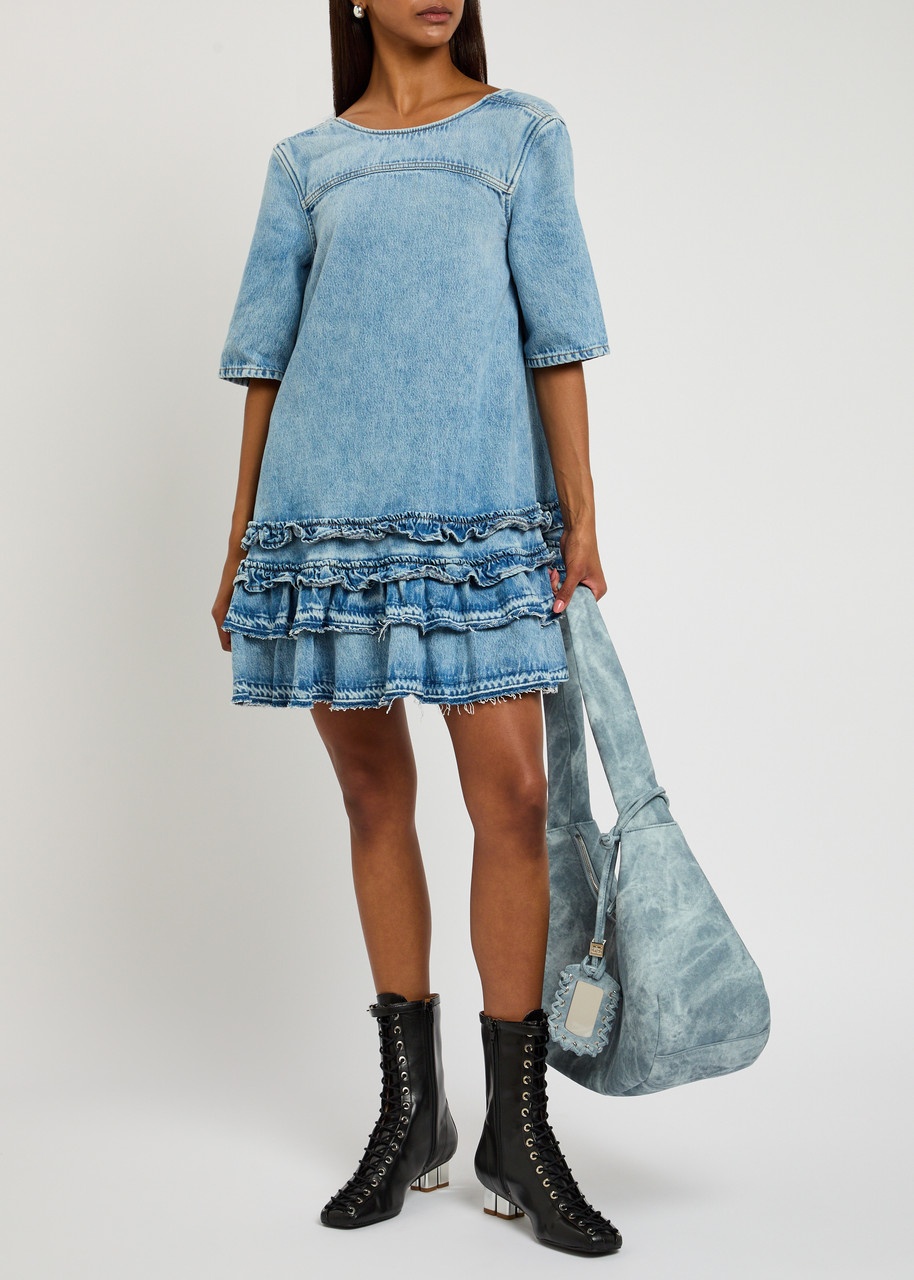Ganni Tiered Denim Mini Dress - 4