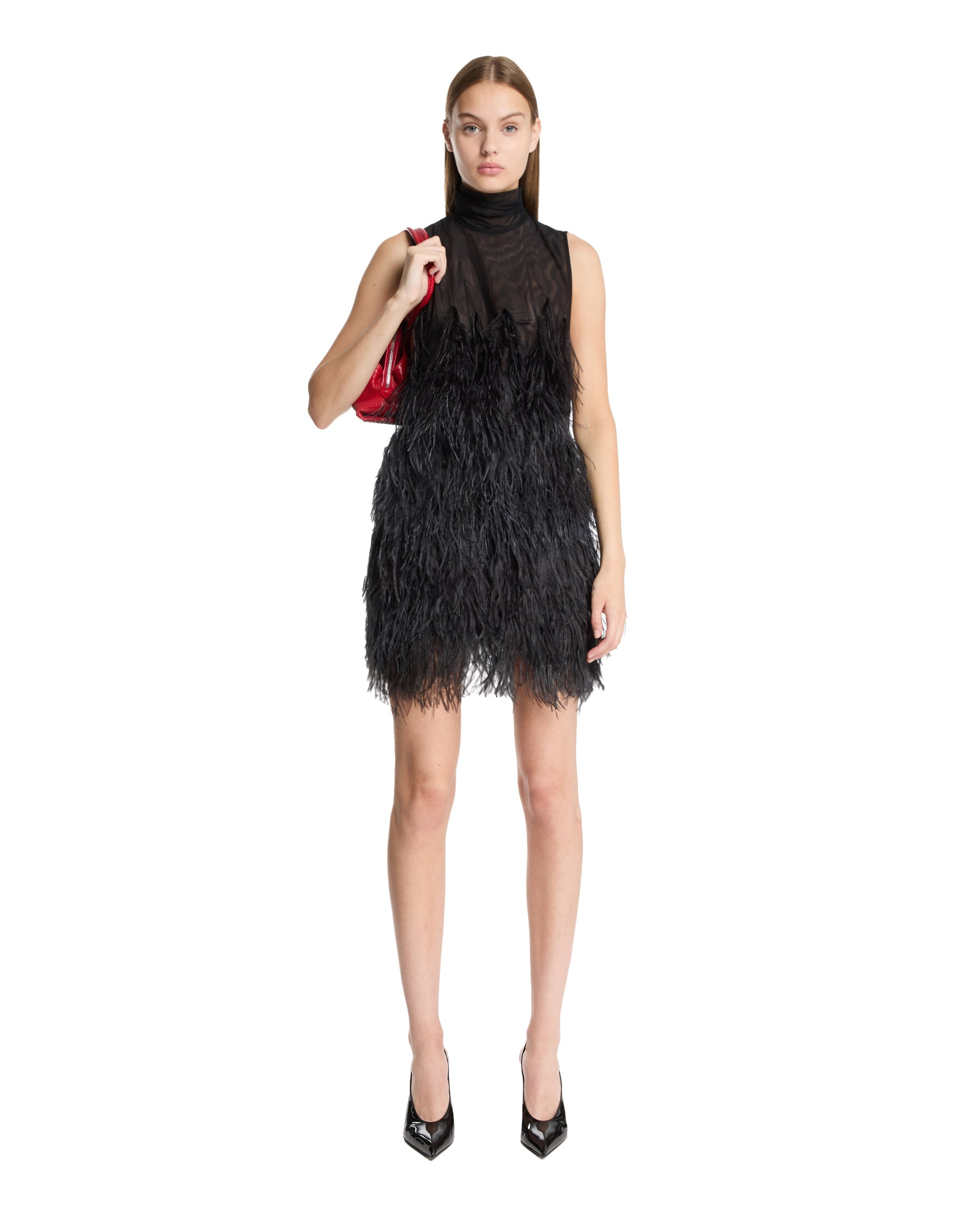 Black Feather Mini Dress - 2