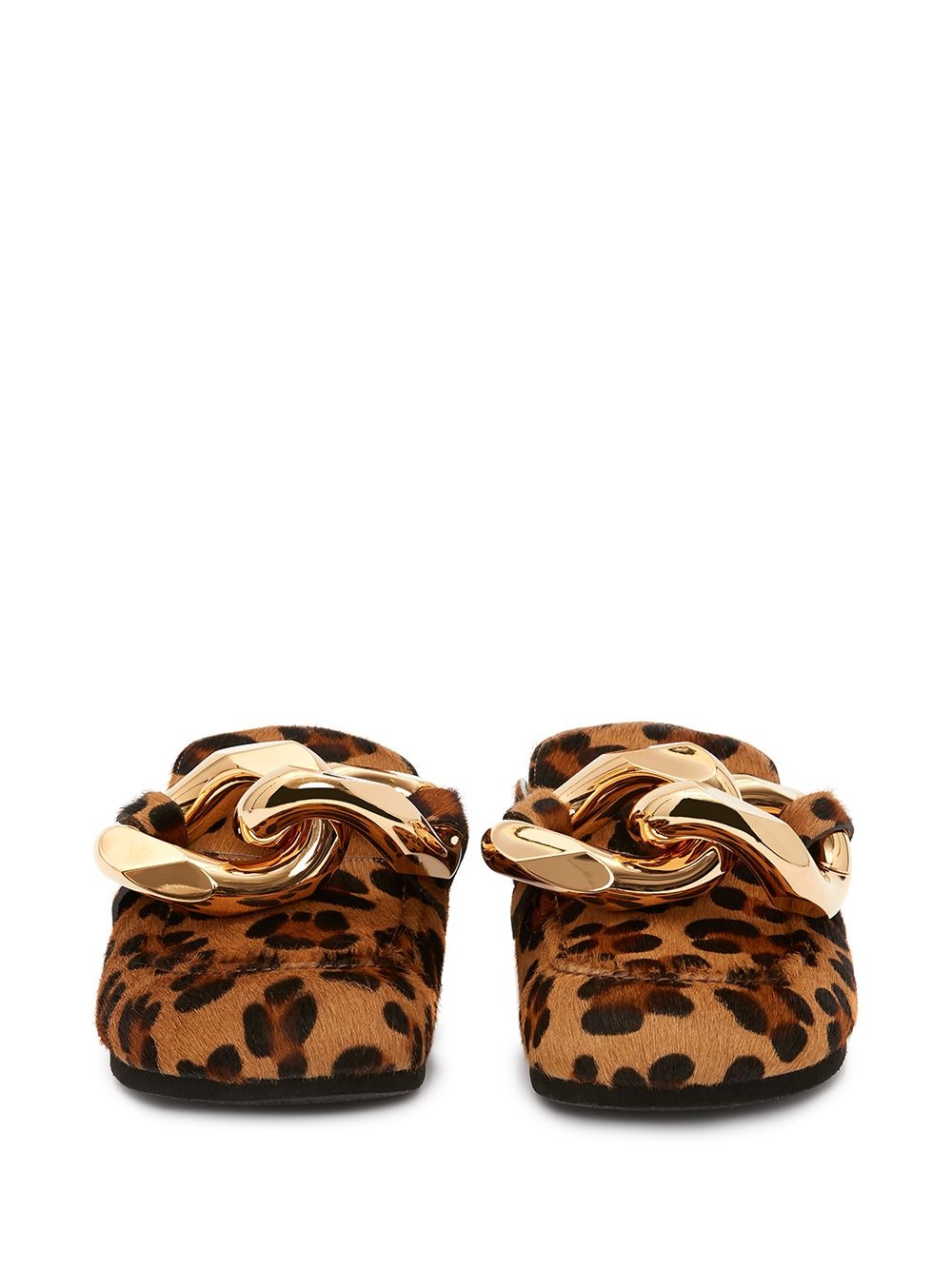 chain-embellished leopard loafers - 3