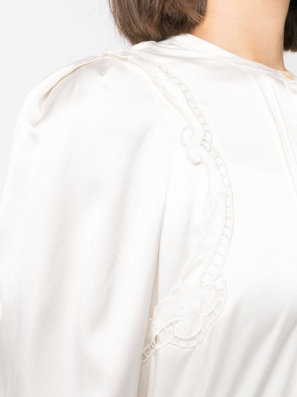 lace-detail pleated blouse - 5