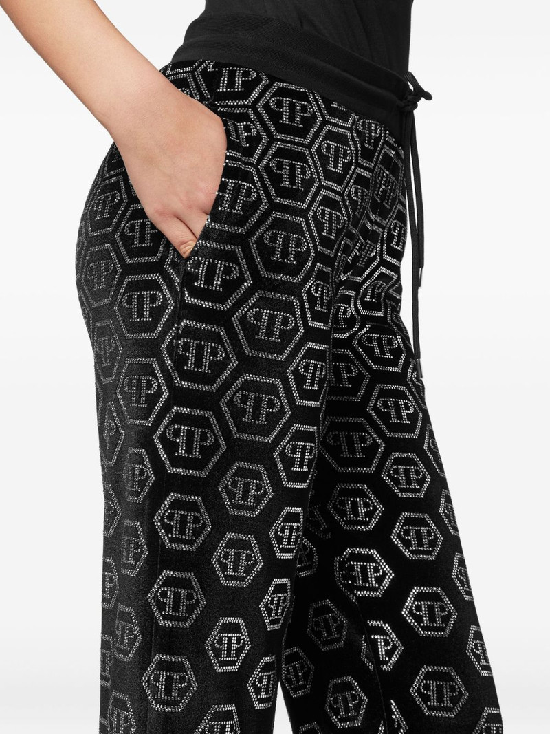 monogram-embellished velvet trousers 5