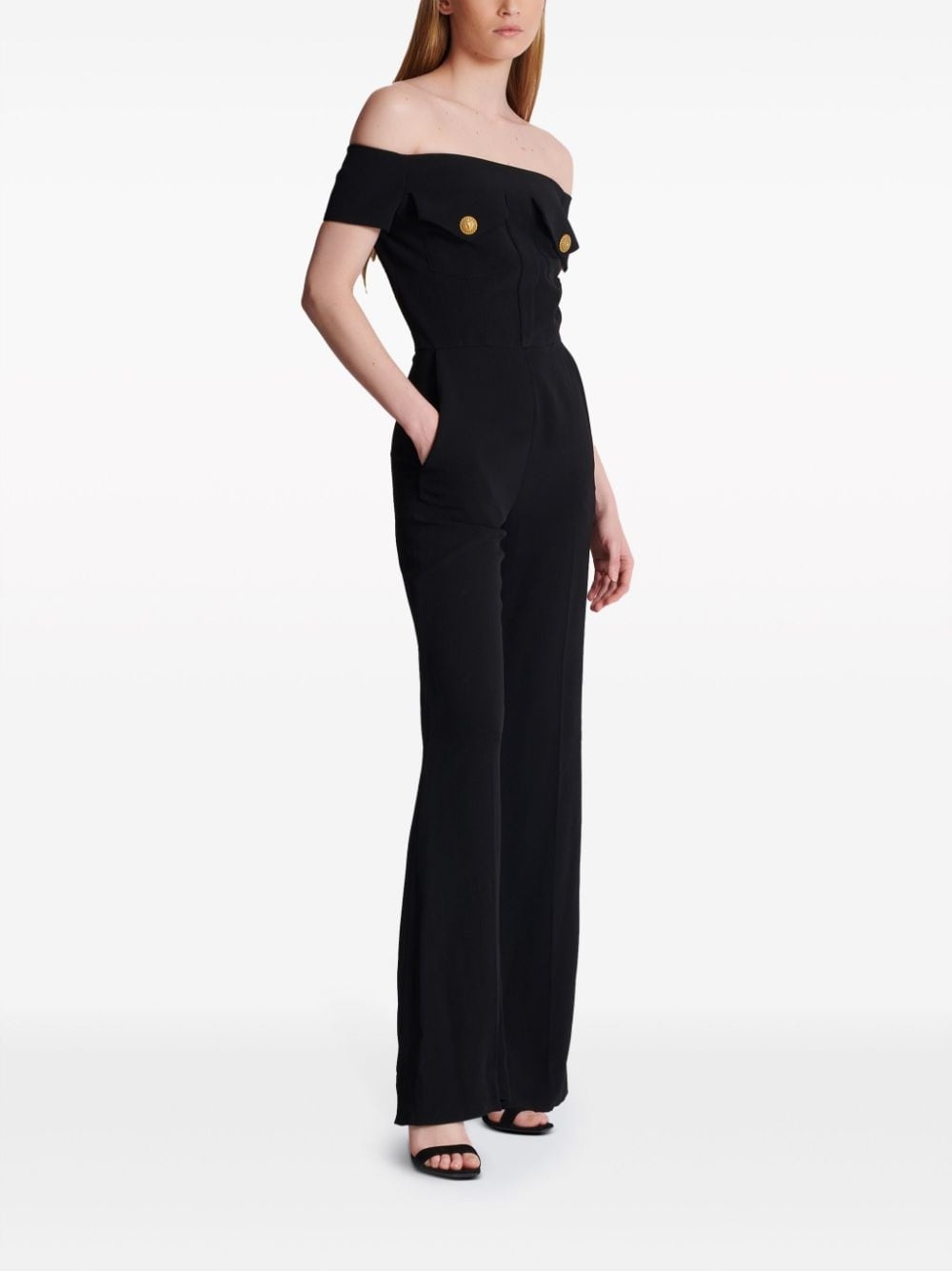 off-shoulder flared jumpsuit - 3