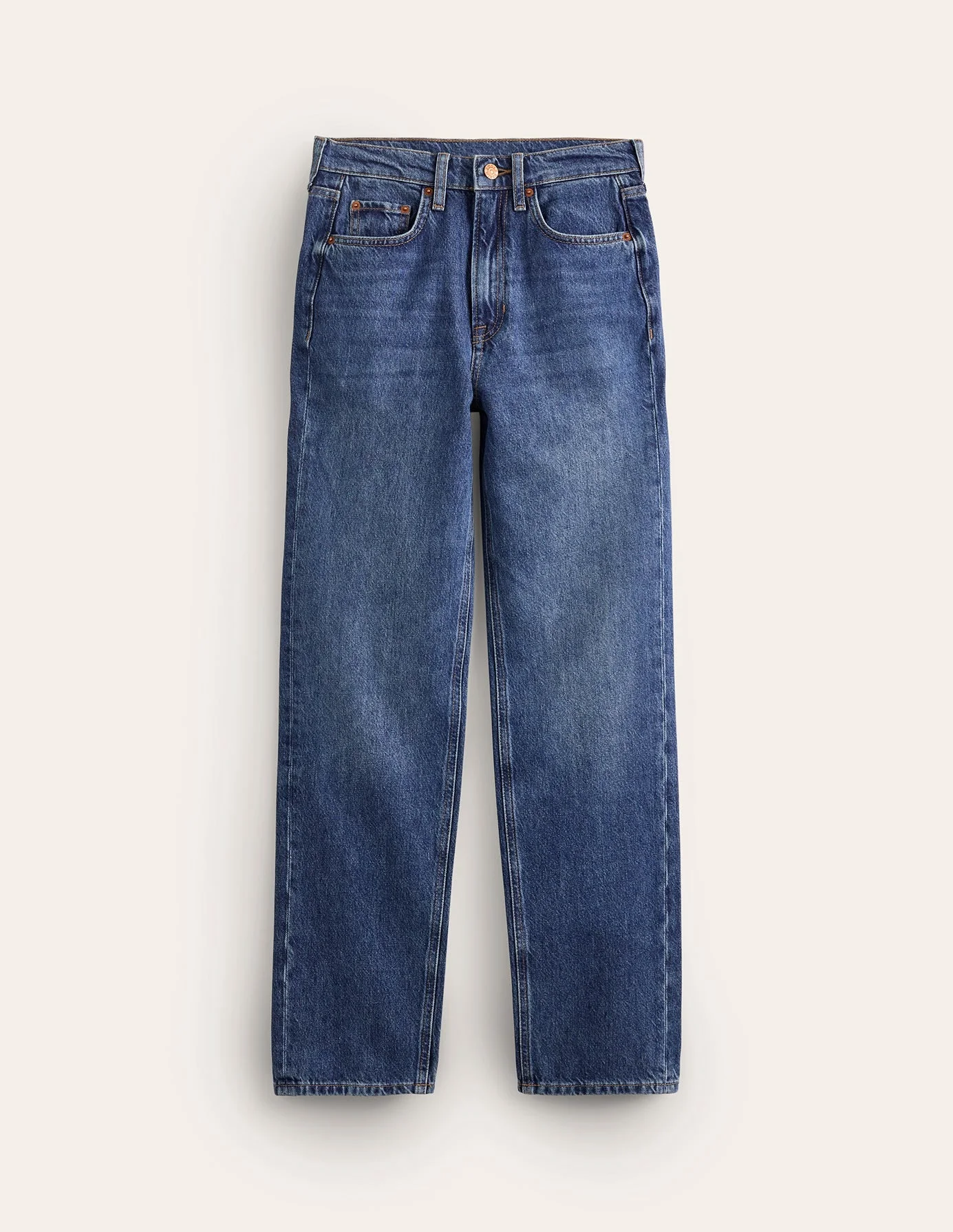 High Rise Straight Leg Jeans-Mid Vintage - 1