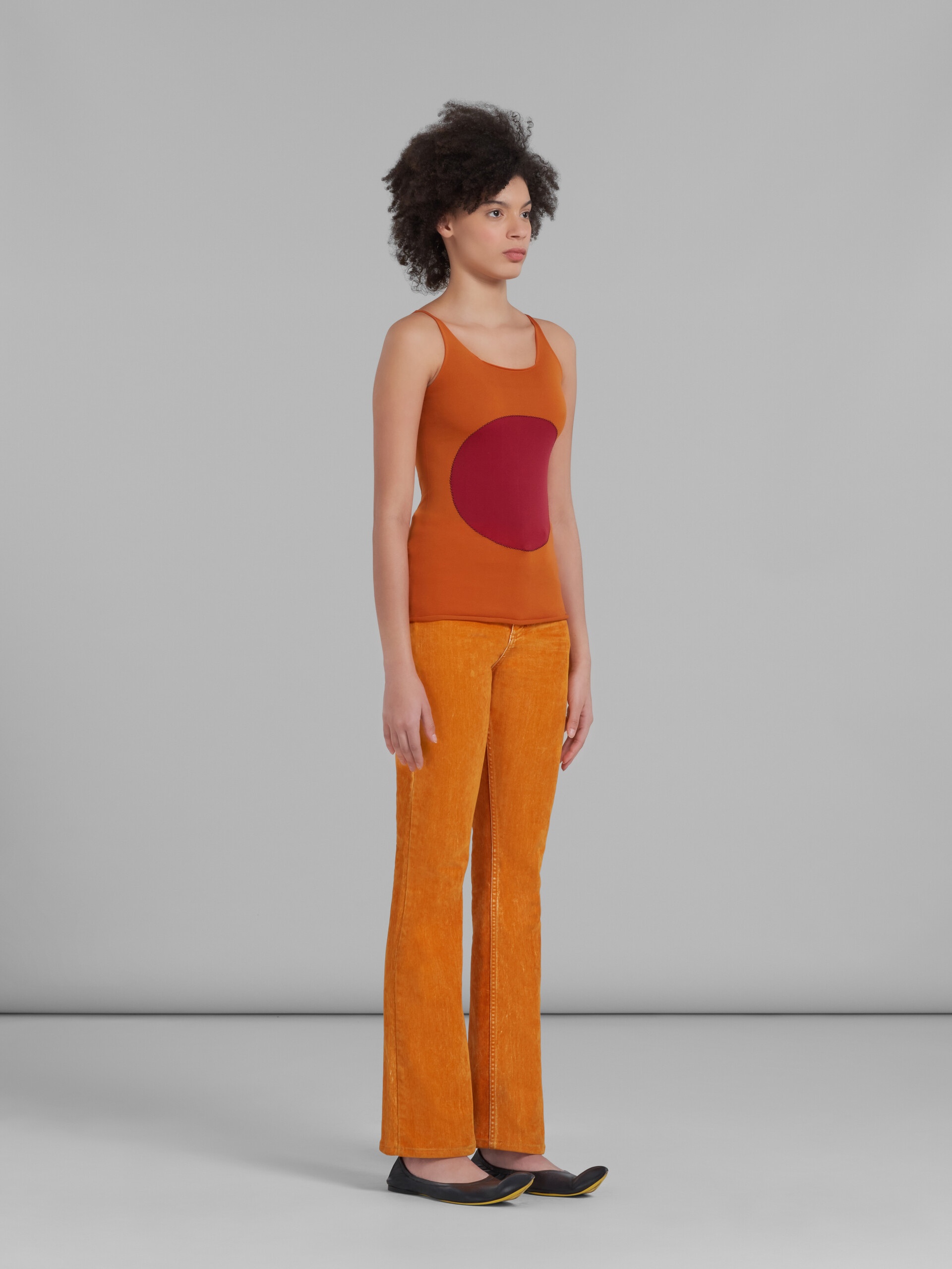 ORANGE STRETCH NYLON TANK TOP WITH INLAY - 5