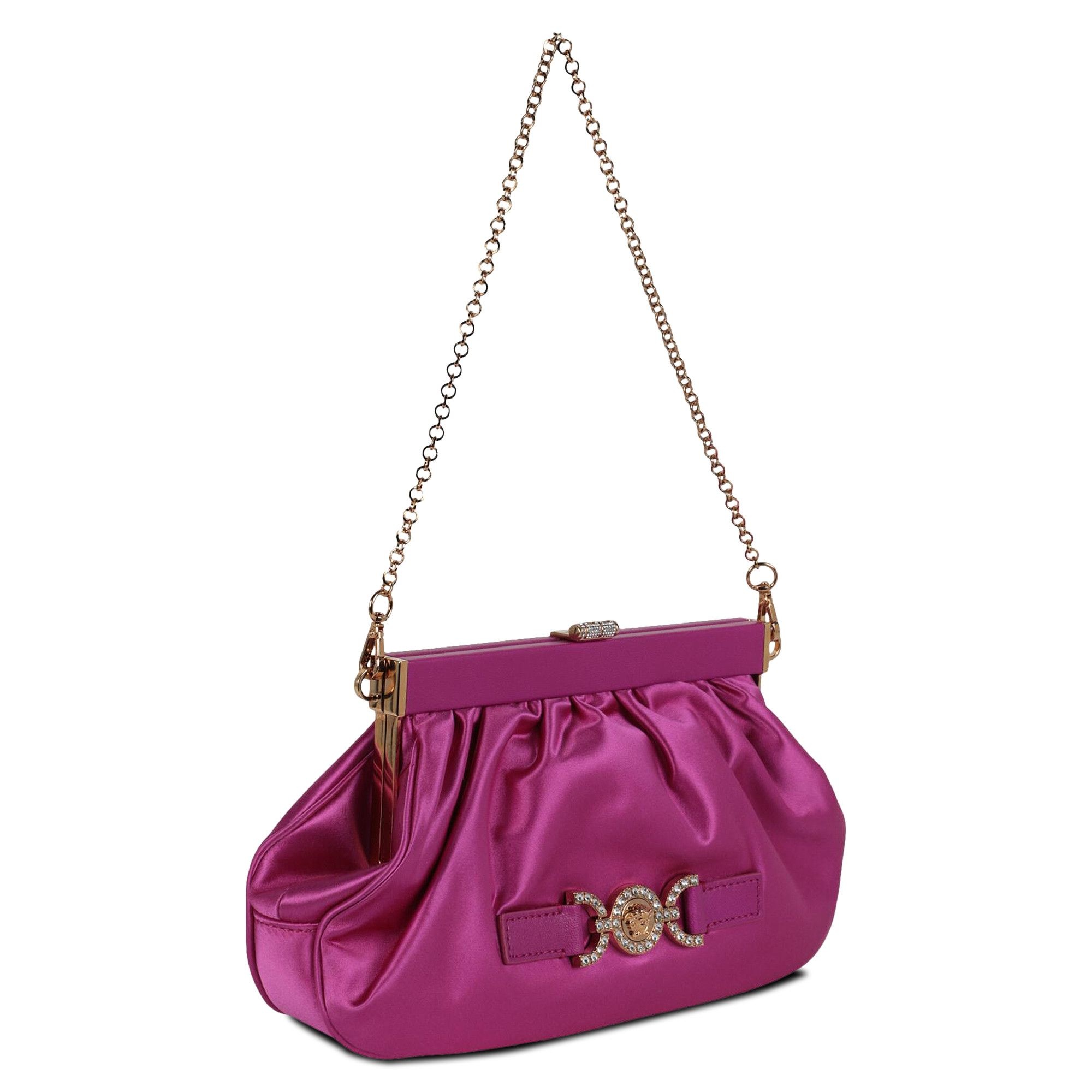 Versace Satin Crystal Medusa '95 Clutch 'Bright Pink' - 5