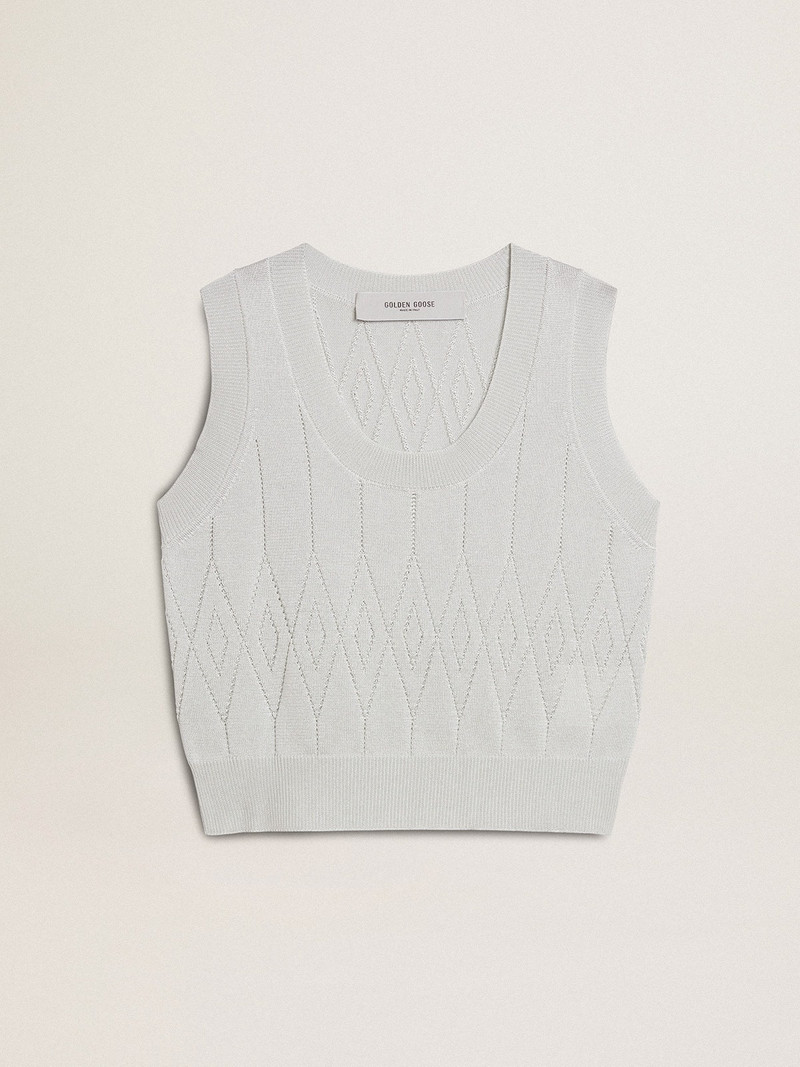 Women's sleeveless tank top in baby blue knit 1