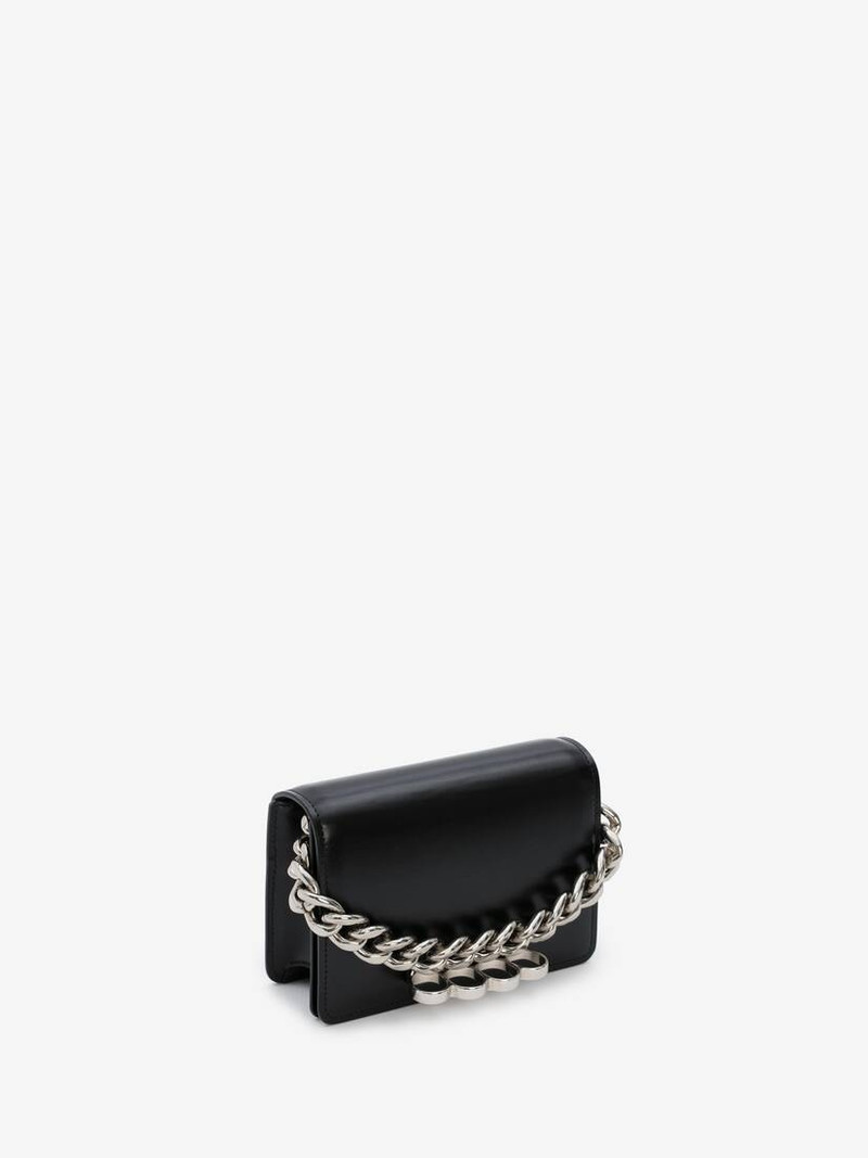 Alexander McQueen The Four Ring Mini With Chain in Black outlook