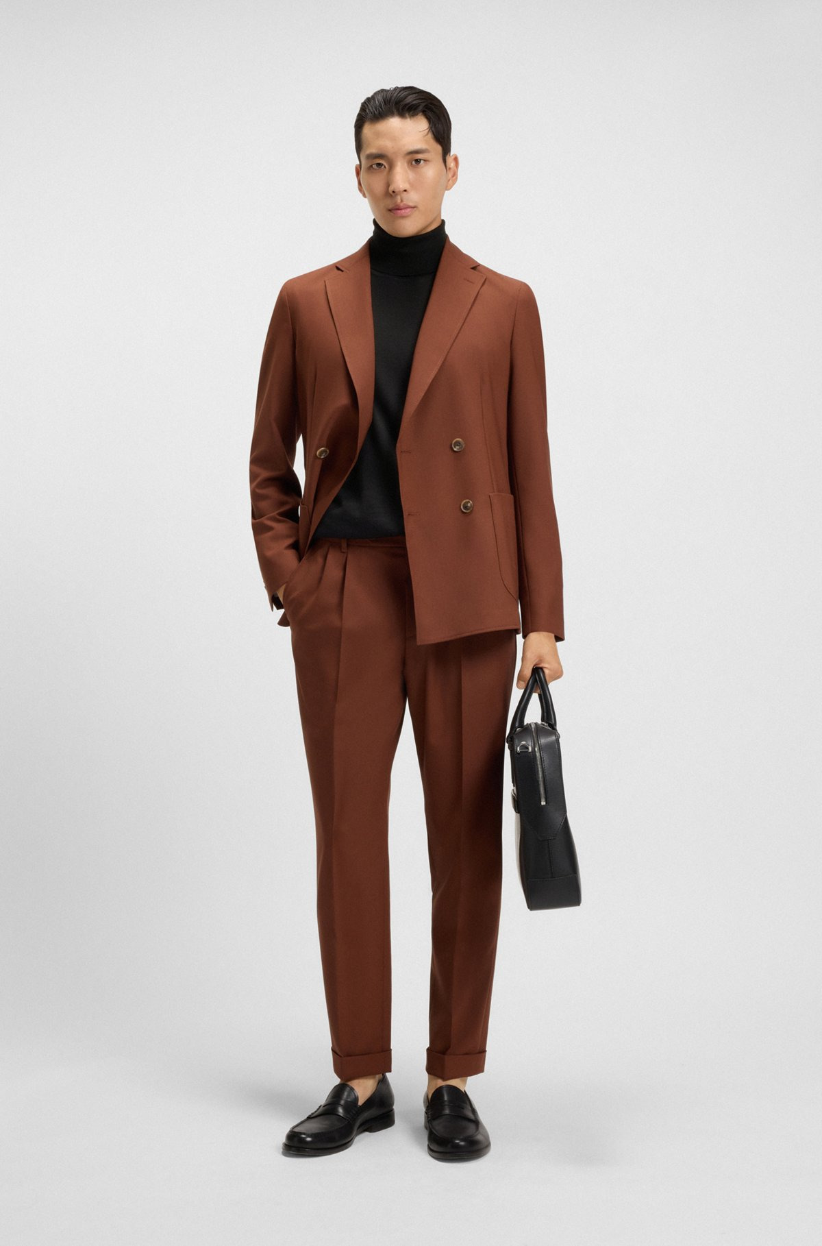 SLIM-FIT ROLL-NECK SWEATER IN MERCERIZED VIRGIN WOOL - 4