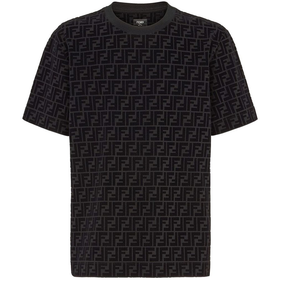 【税関/送料込】FENDI ★ Tシャツ ブラック／ベージュ フェンディ FENDI Tシャツ トップス ロゴ ブラック レディース